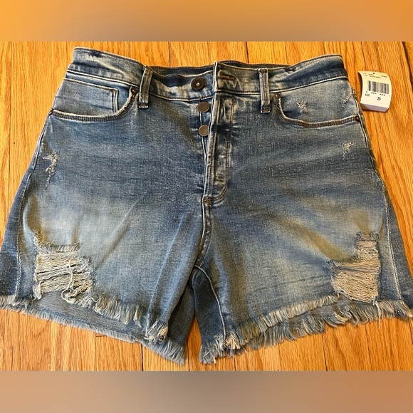 NWT Edyson Delon High Rise Jean Shorts with Frayed Hem and Distressing - Picture 1 of 5
